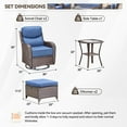 thumbnail image 2 of Planntonneo 5 Pieces Wicker Patio Furniture Set-2 Swivel Rockers with 6-inch Thick Cushions, 2 Ottomans and Rattan Table, Outdoor Conversation Set for Garden Porch Backyard, Brown/Blue, 2 of 12