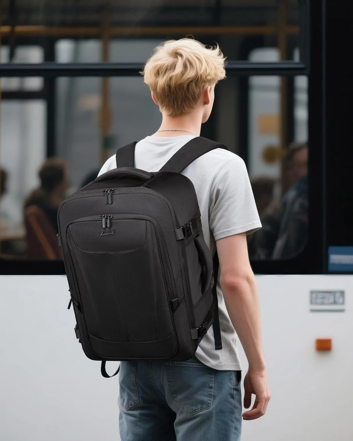 LOVEVOOK Travel Backpack for Men, 40L Carry on Backpack Flight Approved with 3 Packing Cubes, Extra Large Personal Item Bag Fits 17.3 inch Laptop for Business Trip Weekender, Waterproof Daypack