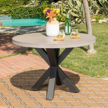 Christopher Knight Home Teague Outdoor Round Light-weight Concrete Christopher Knight Home Teague Outdoor Round Light-weight Concrete Dining Table by - Christopher Knight Home Teague Outdoor Round Light-weight Concrete