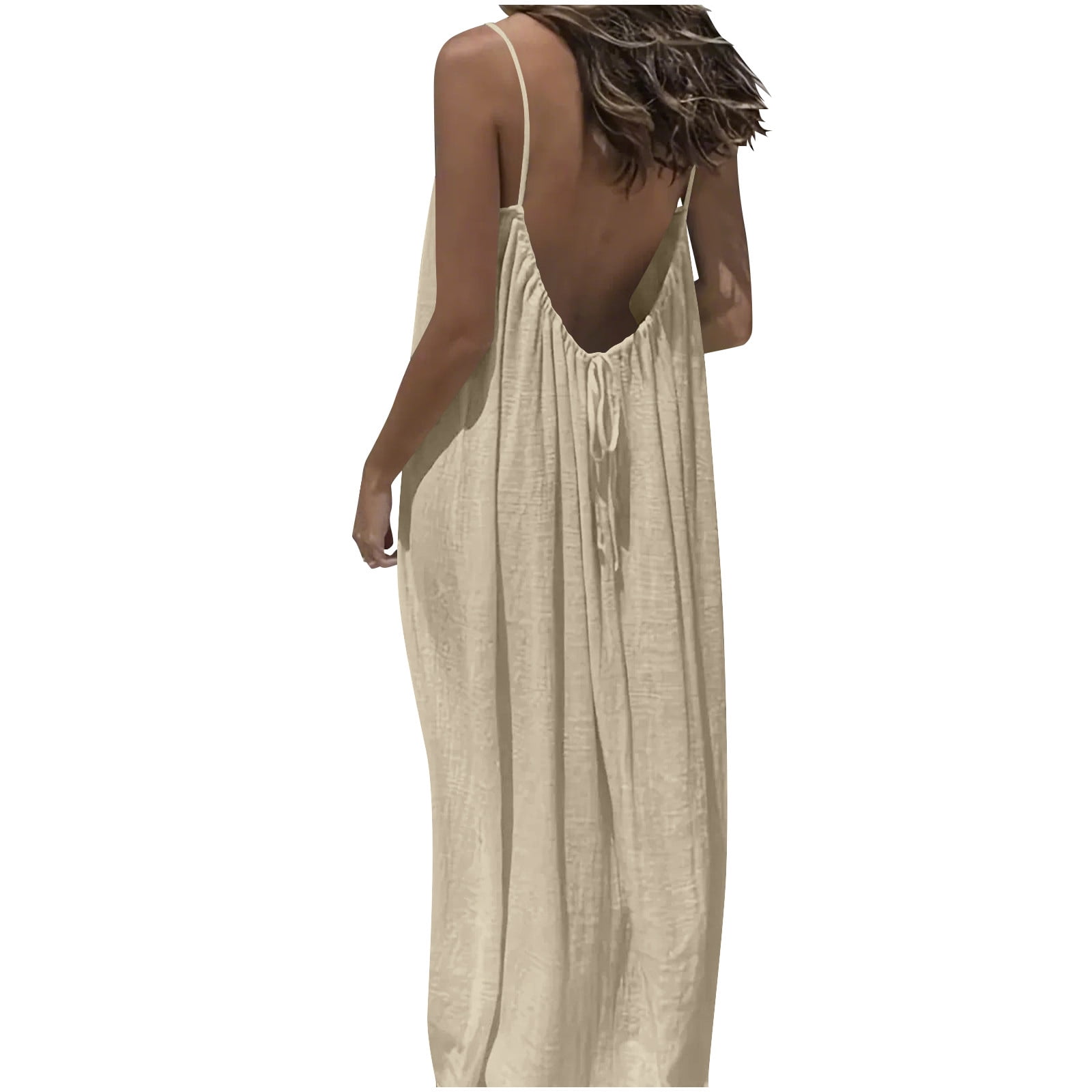 THDHVS Maxi Dress,Dresses for Women,Solid Color Backless Slip Dress  Sleeveless Maxi for Lounge or Sleepwear Wine - Walmart.com