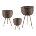 thumbnail image 2 of Juego de 3 Maceteros de Suelo con Cesta de Ratán PP con Patas de Pie para Oficina en Casa, 2 of 9