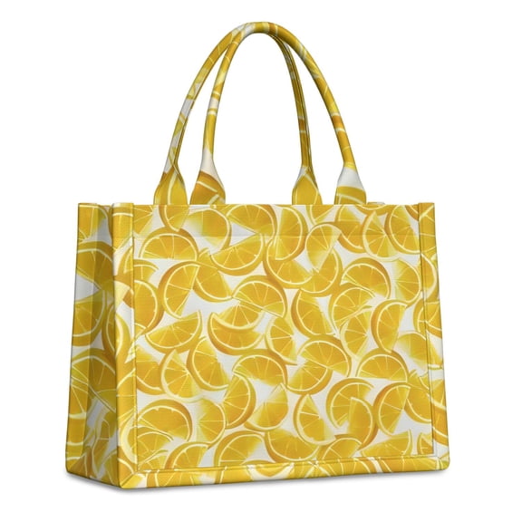 Large Capacity Tote Bag,Orange Slices White Pattern Handbag Fashion Luxury Tote Bag,15.7"x13"x 5.1" Inches,Laptop Compatible