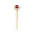 thumbnail image 3 of ANGARA Natural Round Ruby Three Stone Halo Ring with Diamonds in 14K Yellow Gold for Women (Size-4mm) | July Birthstone, Birthday, Anniversary, Jewelry Gift for Women | Natural Ruby Ring, 3 of 8