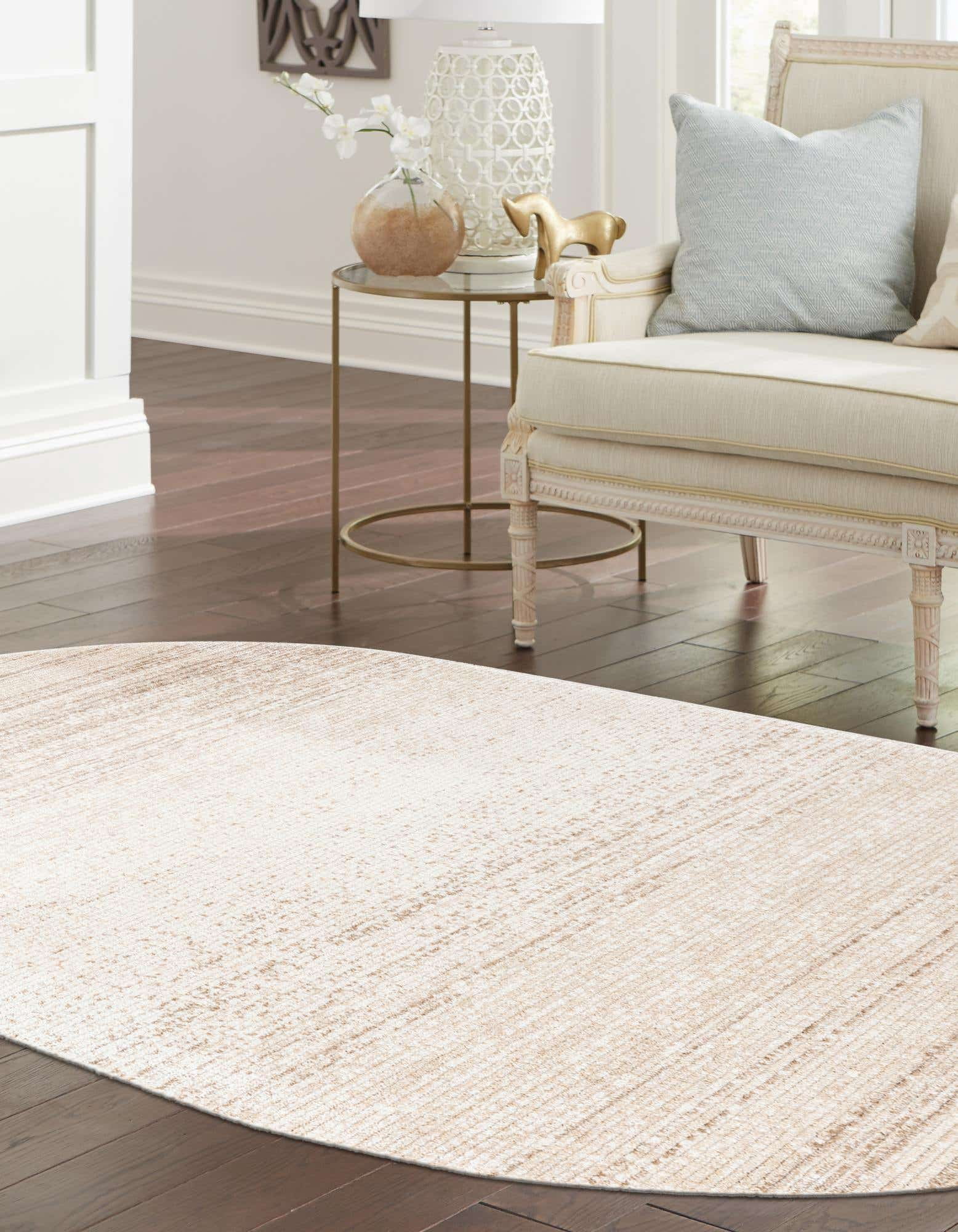 Rugs.com Gemstone Collection Rug – 4' x 6' Oval Ivory Medium Rug Perfect For Living Rooms, Large Dining Rooms, Open Floorplans