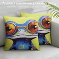 thumbnail image 3 of Chilfamy Pop Art Frog Pillow Cases with Zipper Short Plush Home Decor for Living Room Bedroom Cushion Outdoor, Printed on Both Sides, 1PC 22x22in, 3 of 5