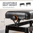 thumbnail image 3 of CoSoTower Adjustable Height Piano Bench Stool, PU Leather Button Tufted Padded Keyboard Seat with Rubber Wood Legs, Black, 3 of 7