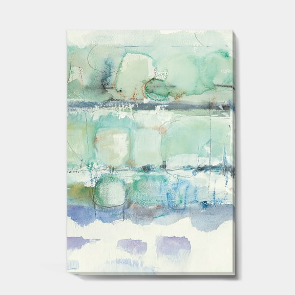 Designart 'Blue Abstract Panel I' Geometric Canvas Art