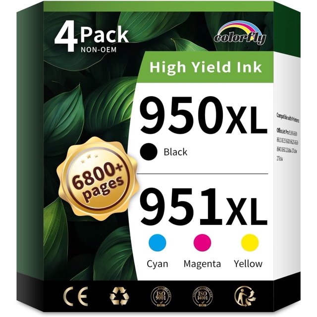 Cartuchos de tinta Colorfly 950XL 951XL paquete combinado de 4