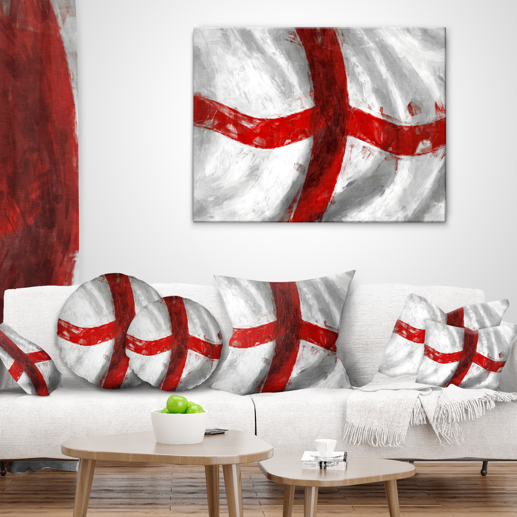 Designart Flag of England - Contemporary Throw Pillow - 12x20