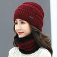 2Pcs/Set Women Hat Scarf Warm Neck Protection Thicken Knitted Winter Hat Face Cover for Outdoor