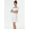 thumbnail image 5 of 2Bunnies Girls' Tween Teen Smocked Ruffle Party Dance Mini Dress On and Off Shoulder Puff Sleeve, 5 of 5
