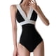 thumbnail image 1 of Gibobby Bañador de una pieza Traje de baño de empalme sólido de moda para mujer Traje de baño de bikini sexy Traje de baño de pieza de correa de baño Con(Negro,XL), 1 of 5