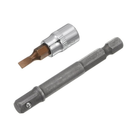 

Uxcell FD4 Slotted Bit Socket 1/4 Square Drive 1.5 Length with Hex Shank Power Drill Adapter