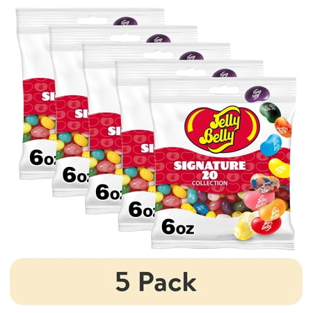 (5 pack) Jelly Belly Signature 20 Jelly Bean Collection - 6 oz Peg Bag - Genuine Official Straight from the Source