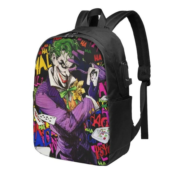 Joaquin Phoenix Joker Backpack For Men Women Teen , Water Resistant Casual Daypack Fits Laptop With Usb Charging Port,17 In Bookbag For Travel,School,Hiking,Gift