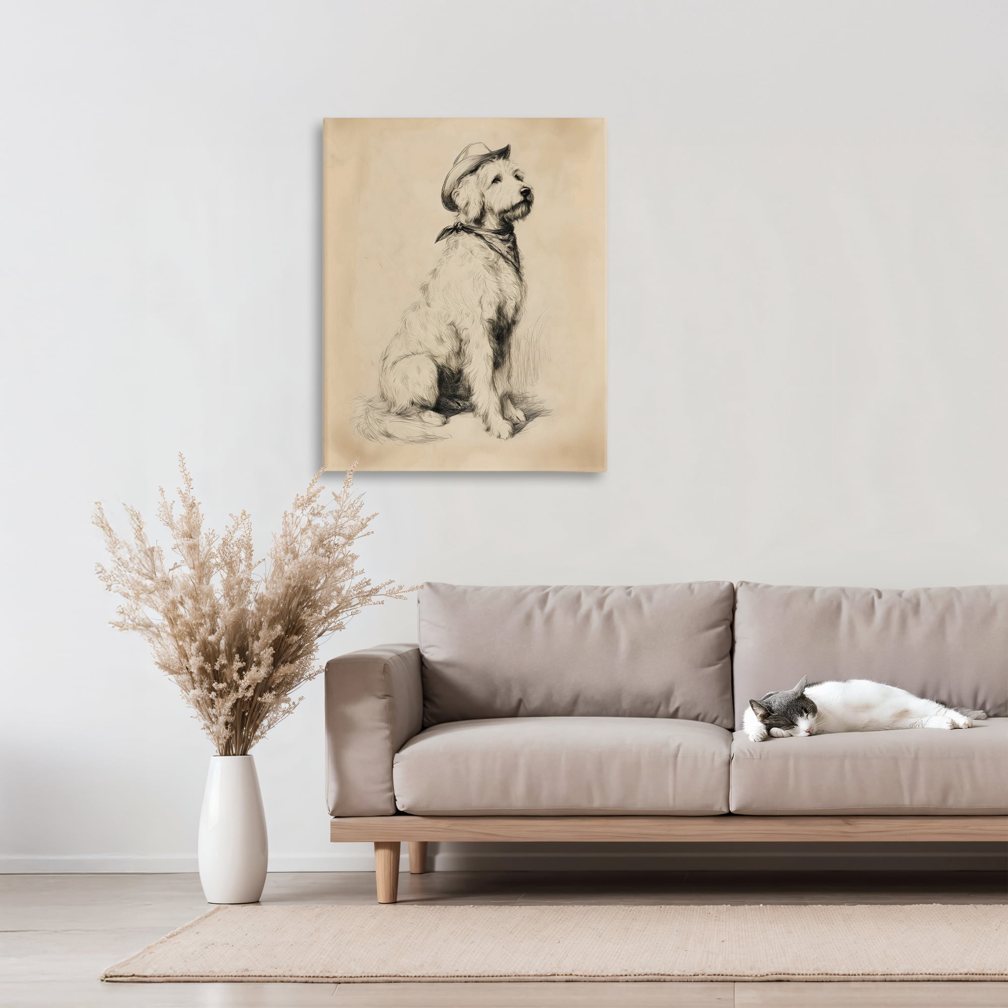 Stupell Industries Cowboy Goldendoodle Sketch Canvas Wall Art, design by Arlington Prints