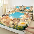 thumbnail image 3 of Manfei Cute Anime Cat Queen Sheet Sets 4-Piece for Girls, Spring Garden Daisy Flat Sheet, Pet Animal Queen Fitted Sheet, Ultra Soft Bedroom Decor, 3 of 7