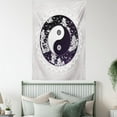 thumbnail image 4 of Mystic Tapestry, Yin-Yang Symbol with Round Pattern Represents the Universe Ethnic Boho Design, Wall Hanging for Bedroom Living Room Dorm Decor, 60W X 80L Inches, Black White Beige, by Ambesonne, 4 of 5