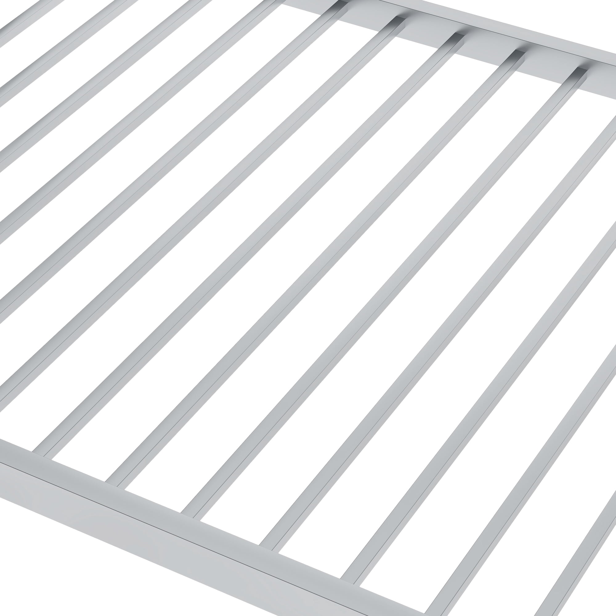 EUROCO Metal Twin over Twin Bunk Bed, Low Profile Bunk with Ladder and Full Length Safety Guardrails for Kids Teens Adults, 350lb Capacity Heavy Duty Space-Saving Bed Frame, Silver
