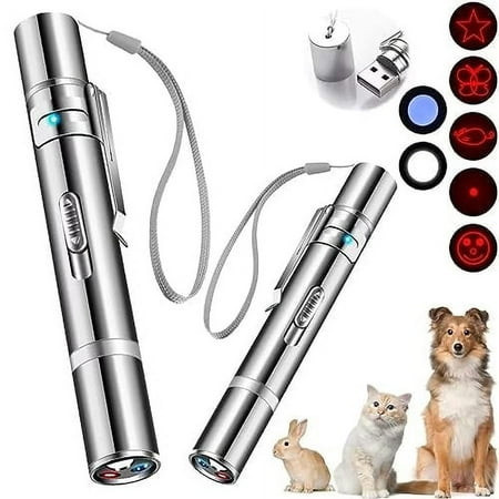 Cyahvtl Laser Pointer, Cat Toys for Indoor Cats, Kitten Dog Laser Pen Toy, Red Dot LED Light Pointer Interactive Toys for Indoor Cats Dogs, USB Charging, 5 Switchable Patternsï¼ˆ2Pcsï¼‰