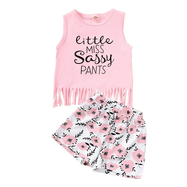 3T Girl Clothes 34Y Summer Outfits Baby Girls Shorts Set Pink Letter