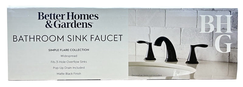 Better Homes & Gardens 8-Inch Widespread Matte Black Bathroom Faucet