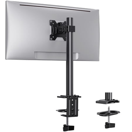 Ergear Monitor Mount for Most 13-32" Computer Screens up to 17.6lbs, Improved LCD LED Monitor Riser, Adjustable Height and Angle, Single Desk Mount Stand, Black, EGCM12 C23