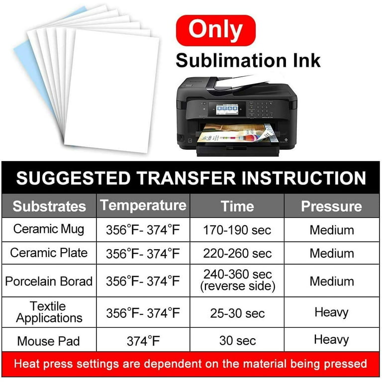  HTVRONT Sublimation Paper 8.5 x 11 Inch - 200 Sheets  Sublimation Transfer Paper Compatible with Inkjet Printer,Sublimation Heat  Transfer Paper for Tumblers, Mugs, T-shirts and Other Sublimation Blanks :  Office Products