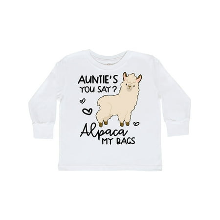 

Inktastic Auntie s You Say Alpaca My Bags Gift Toddler Boy or Toddler Girl Long Sleeve T-Shirt