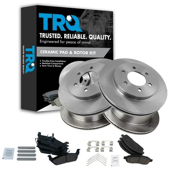 TRQ Front and Rear Brake Pad & Rotor Kit Brake Pads Brake Rotor Ceramic Fits Select 2004-2008 Ford F-150 2006-2008 Lincoln Mark LT