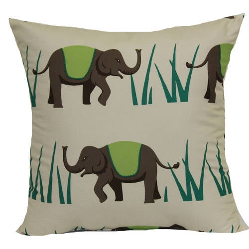 Mainstays Printed Elephant Decorative Throw Pillow, 16" x 16" Square