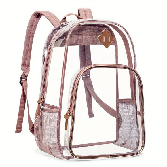 1pc Transparent PVC Backpack, Fashionable And Simple Jelly Bag, Transparent School Backpack, Large Capacity Backpack, Suitable For Teenage Girls Boys Children, Students Commuter Bag For College Work A