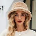 thumbnail image 3 of Lilgiuy Winter Fluffy Fuzzy Bucket Hat for Women Plush Furry Fisherman Hats Warm Hat for Birthday Halloween Christmas New Year, 3 of 5