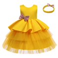 thumbnail image 2 of Robe pour Enfants Filles Nœud Sequins Robe de Princesse (3T, Jaune), 2 of 2