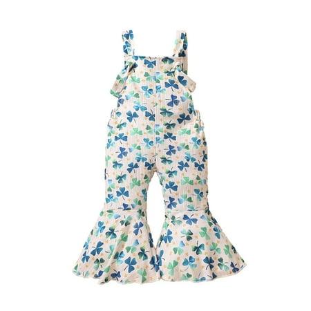 

Kukoosong Baby Girl Clothes Baby Bodysuits St. Patrick s Day Toddler Baby Girl Print Jumpsuits Cartoon Printing Strap Romper Pants Mint Green 12-18 Months