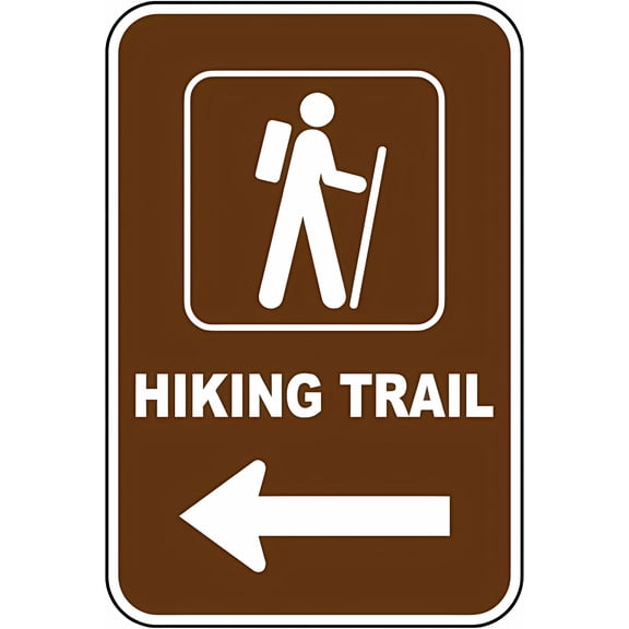 Warning Sign - Hiking Trail to The Left - 8"x12" Aluminum Rust-Proof Sign, Trail Direction Decor for Homes Coffee Bars Trail Junctions