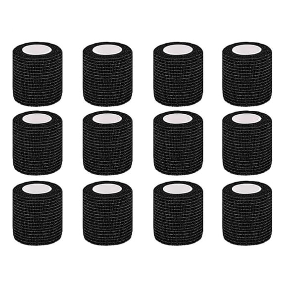 12 Pack Self Adhesive Bandage Wrap,2" X 5 Yards Black Elastic Cohesive Bandage for Sports,Wrist,Ankle,Vet Wrap,Grip Tape