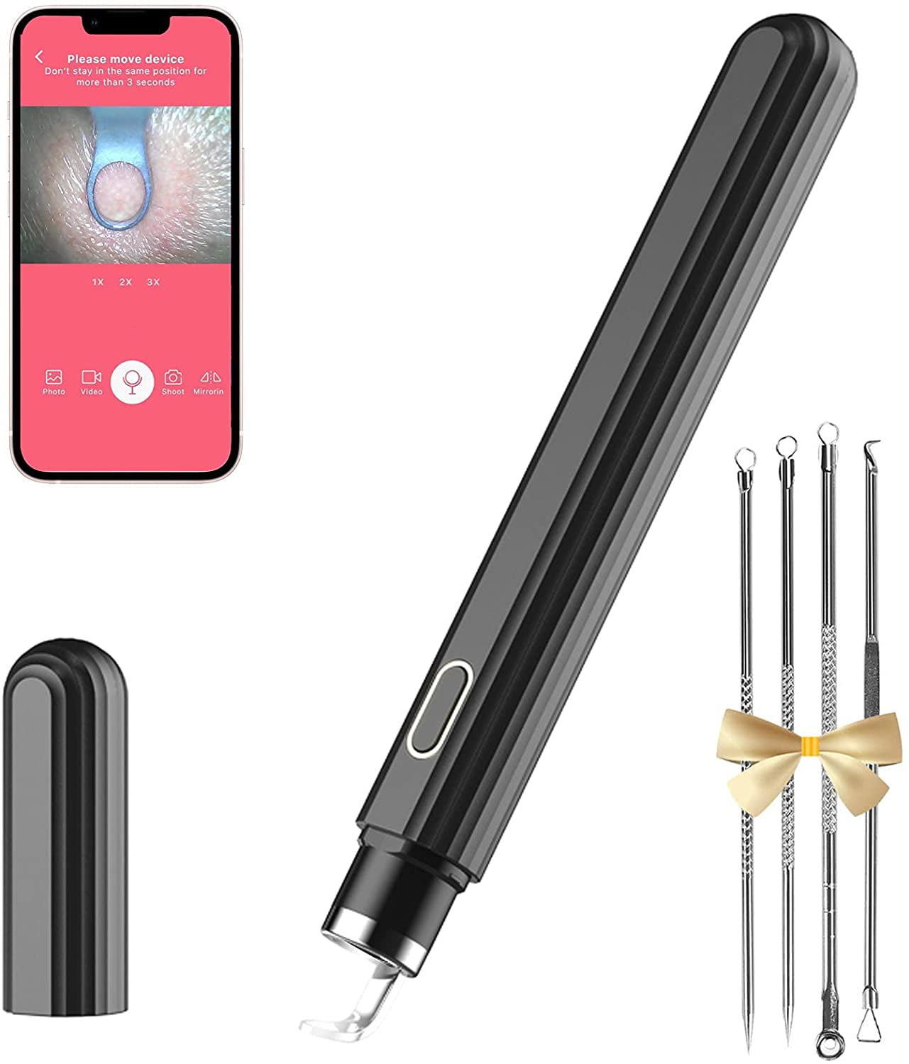 Blackhead Remover with Camera, WiFi Visual Blackhead Remover Tools with White/Blue Lights for iPhone, Android Phones Women Gift
