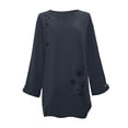 thumbnail image 2 of SHOPESSA Tops for Women Plus Size Hedging V-neck Polka Print Cotton Blouses Linen Long Sleeve T-shirt, 2 of 6