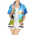 thumbnail image 2 of HAPPY BAY Women's Button Down Blouses Casual Summer Beach Party Blouse Shirt Short Sleeve Tropical Vacation Dress Hawaiian Shirts Tank Top Women S Hawaii Tradition, Blue, 2 of 4
