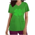 thumbnail image 3 of lcziwo Scrub Tops for Women Short Sleeve Working Uniform with Pocket Summer Casual V Neck Stretchy Holiday T Shirts Funny Graphic Print Tees Green L on Sale Clearance 2025, 3 of 7
