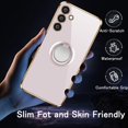 thumbnail image 6 of Compatible with Samsung Galaxy A14 5G Case Slim Thin with Ring Stand Metal Electroplated Soft Flexible Tup Frame Full Body Shock-Absorption Bumper Hard Back Mobile Cover-Pink, 6 of 7