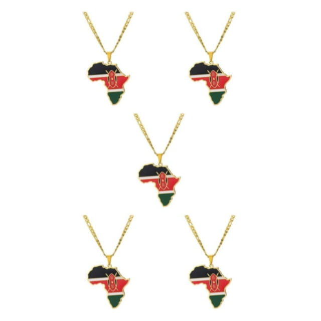 Maytalsory Lightweight And Comfortable Necklace Featuring Africa Map Pendant Statement Kenya 5Set
