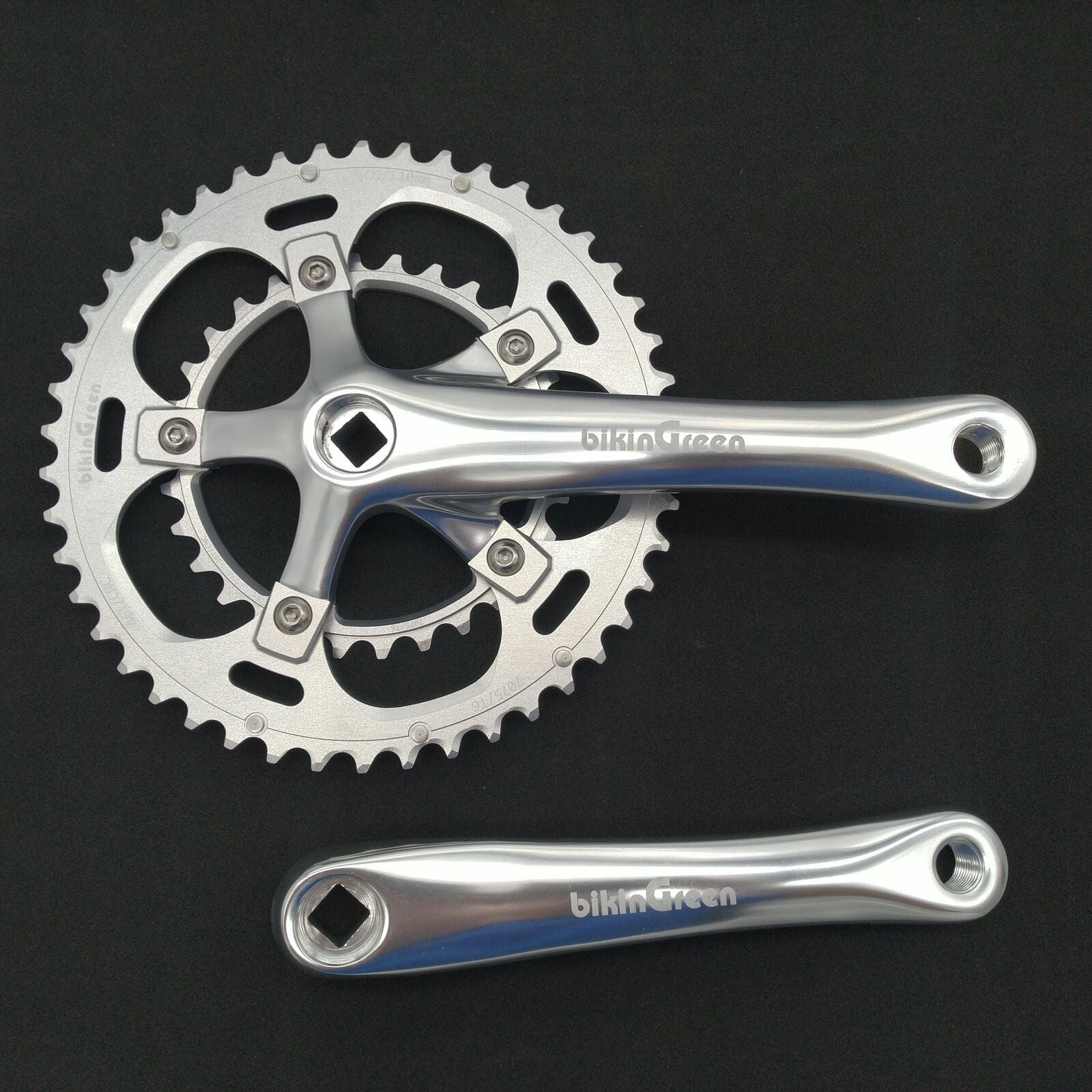 bikinGreen Classic 170mm Crankset with 46/30T BCD 110mm Silver ...