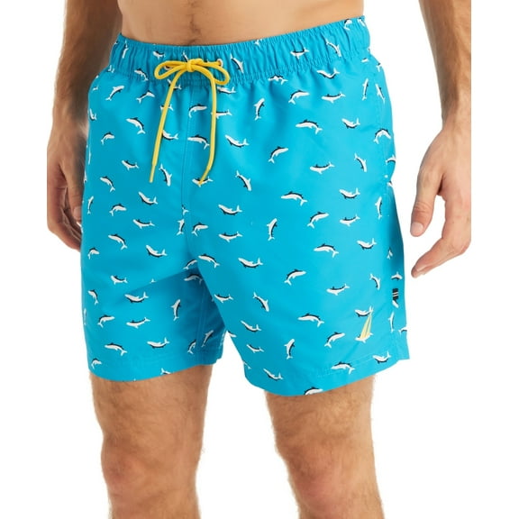 Nautica Mens Regular fit Swim Trunks Swimwear Small Blue Shark