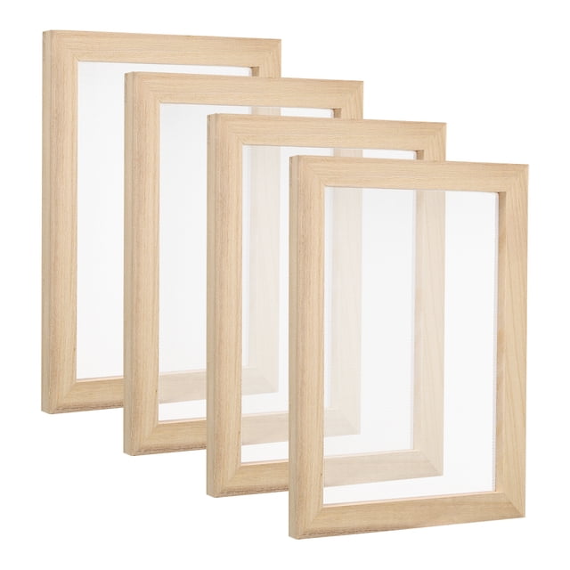 Unique Bargains 9.8'x7.5' A5 Wooden Paper Making Screen Papermaking Frame Mould, Natural Color 4 Pack