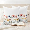 thumbnail image 3 of Watercolor Flower Pillow Covers 2 Pack Spring Red Pink Blue Floral Plant Pillowcase Waterproof Outdoor Throw Pillow Cover for Patio Garden Square Cushion 24”x24”, 3 of 9