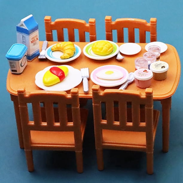 Set 34 Pièces Mobilier Maison De Poupée – Cuisine, Salon, Chambre, Salle De Bain – Plastique – Cadeau Enfant