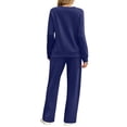 thumbnail image 4 of Women's 2 Piece Lounge Set Pleated Crewneck Top and Wide Leg Pants Relaxed Casual Fleece Travel Matching Outfit, 4 of 7