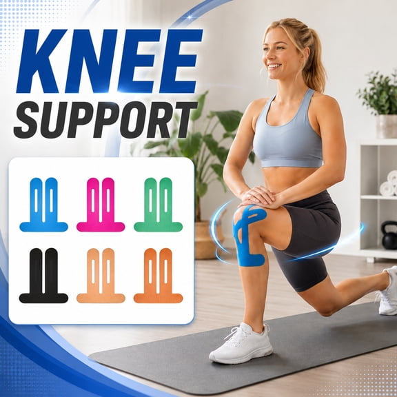 Kinesiology Tape Pre-Cut, Kinesiology Tape Pre-Cut Knee Support Strips For Pain Relief, Breathable Elastic Adhesive Stays Put, Perfect For Running Recovery Black